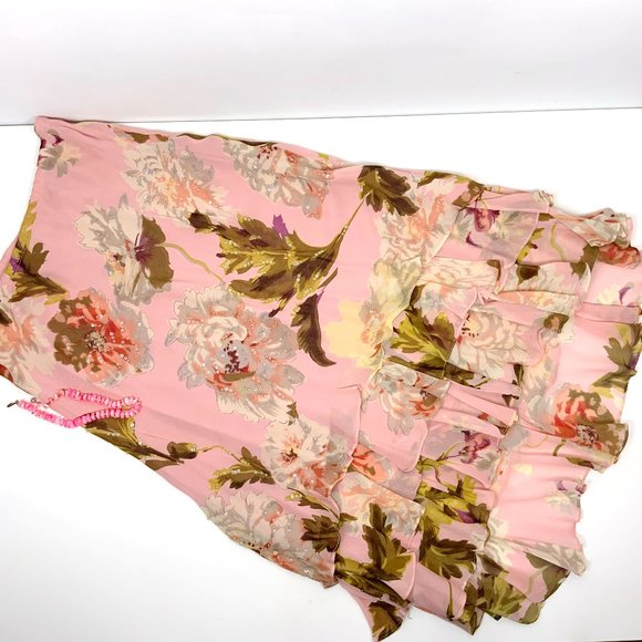 Paradise NY BOHO Cottagecore Romantic Floral Beaded Maxi Skirt Sz S - Picture 7 of 16